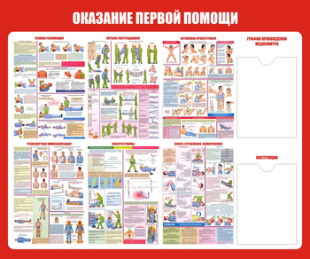 С17 Стенд оказание первой помощи (1200х1000мм, Пластик ПВХ 3 мм, Карманы, Прямая печать на пластик ) - Стенды - Стенды по первой медицинской помощи - Магазин охраны труда ИЗО Стиль