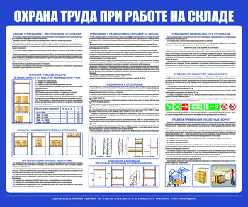 С141 Стенд  Охрана труда при работе на складе (1200х1000 мм, пластик 3 мм, серебряный алюминиевый багет) - Стенды - Охрана труда на складе - Магазин охраны труда ИЗО Стиль